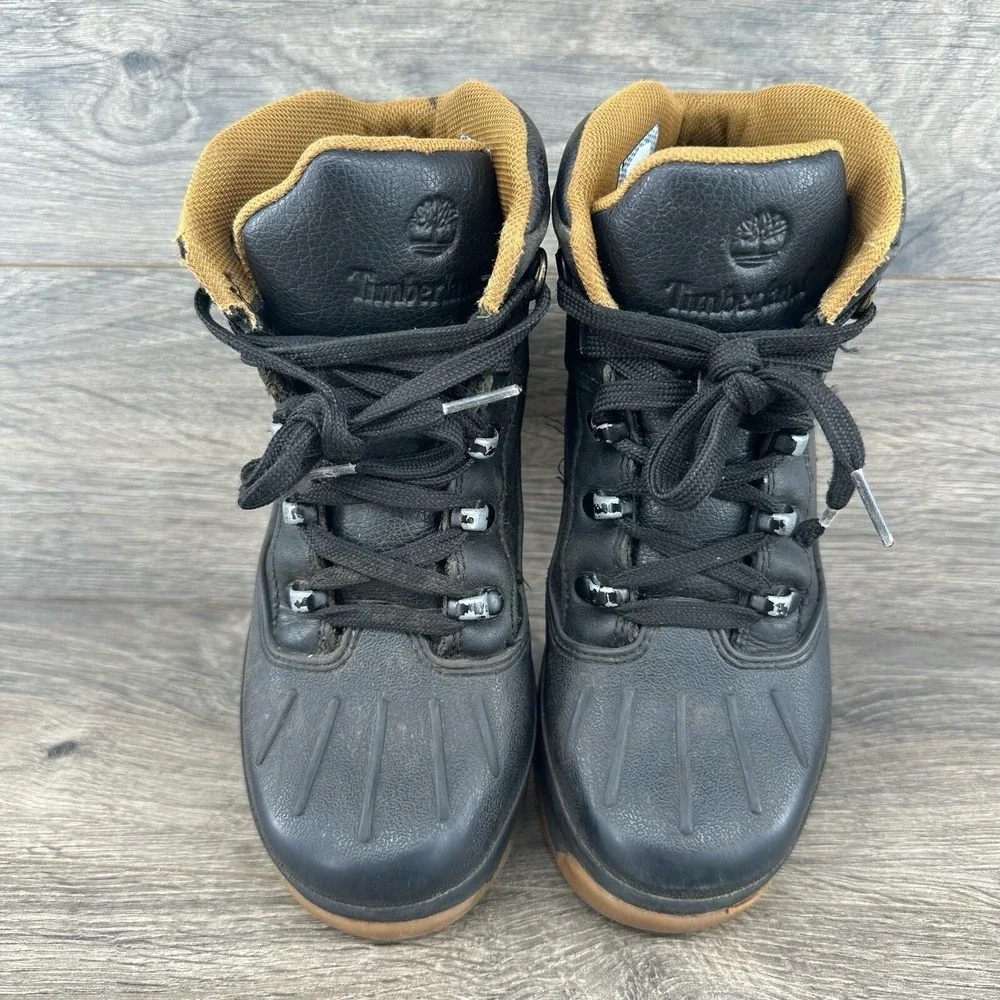 Timberland Youth Hiking Field Euro Winter Boots Size 3 A1642 Black‎ Mid Lace Up